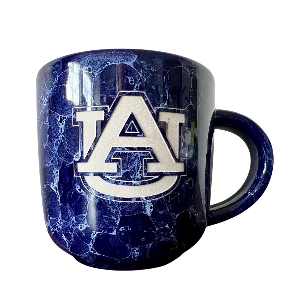 Auburn Tigers Coffee Mug Navy Blue Marble RFSI Inc Interlocking AU Logo Ceramic